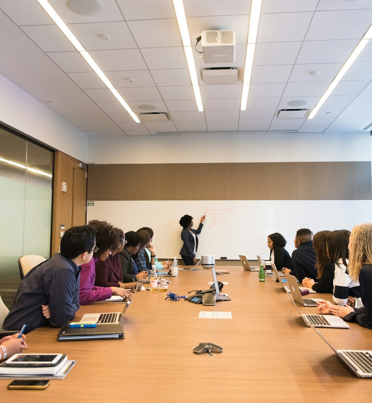 Team meeting around a conference table
